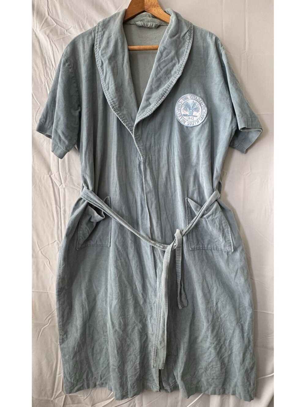 Vintage The Citadel Robe L Blue Corduroy 1842 Charleston SC Embroidered Patch